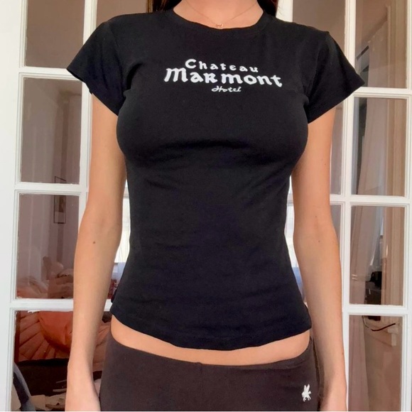 Tops - Chateau Marmont Hotel black baby tee
